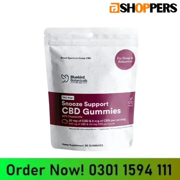 Bluebird Botanicals, Snooze Support CBD Gummies, Cherry, Broad Spectrum THC-Free, 30ct, 150mg CBN + 600mg CBD